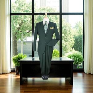 APOLLO KING MEN'S 2 PIECE MODERN FIT HUNTER GREEN EXECUTIVE SUIT. 5604